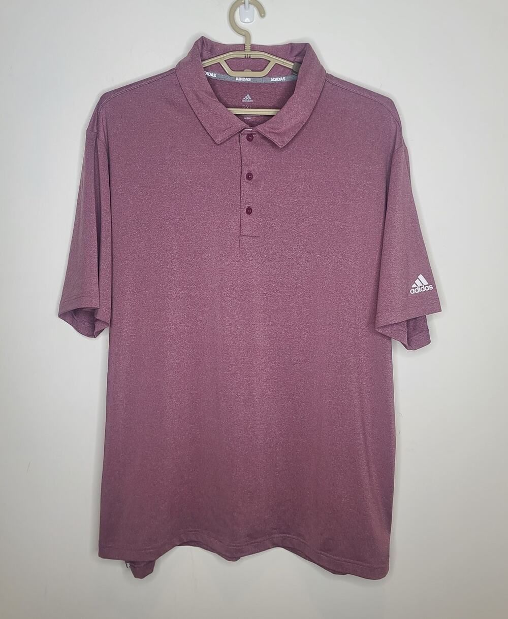 Adidas heathered mauve short sleeve polo shirt - XXL / 2XL